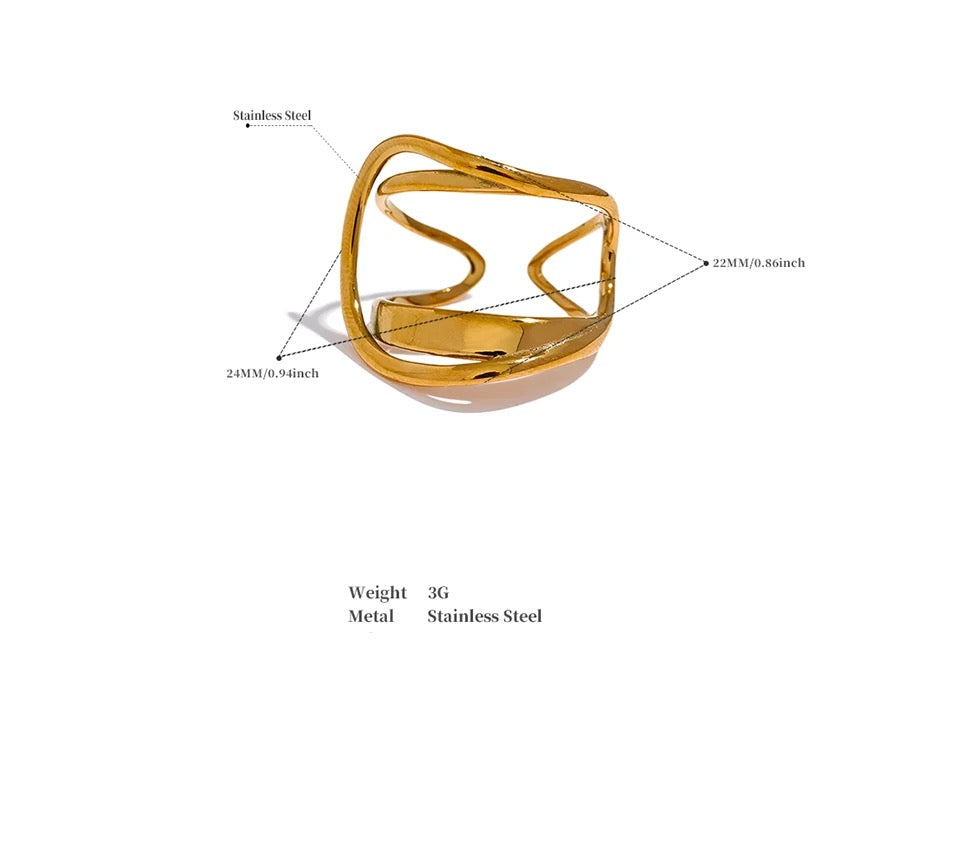 Over The Top Ring - 18K Gold Coated