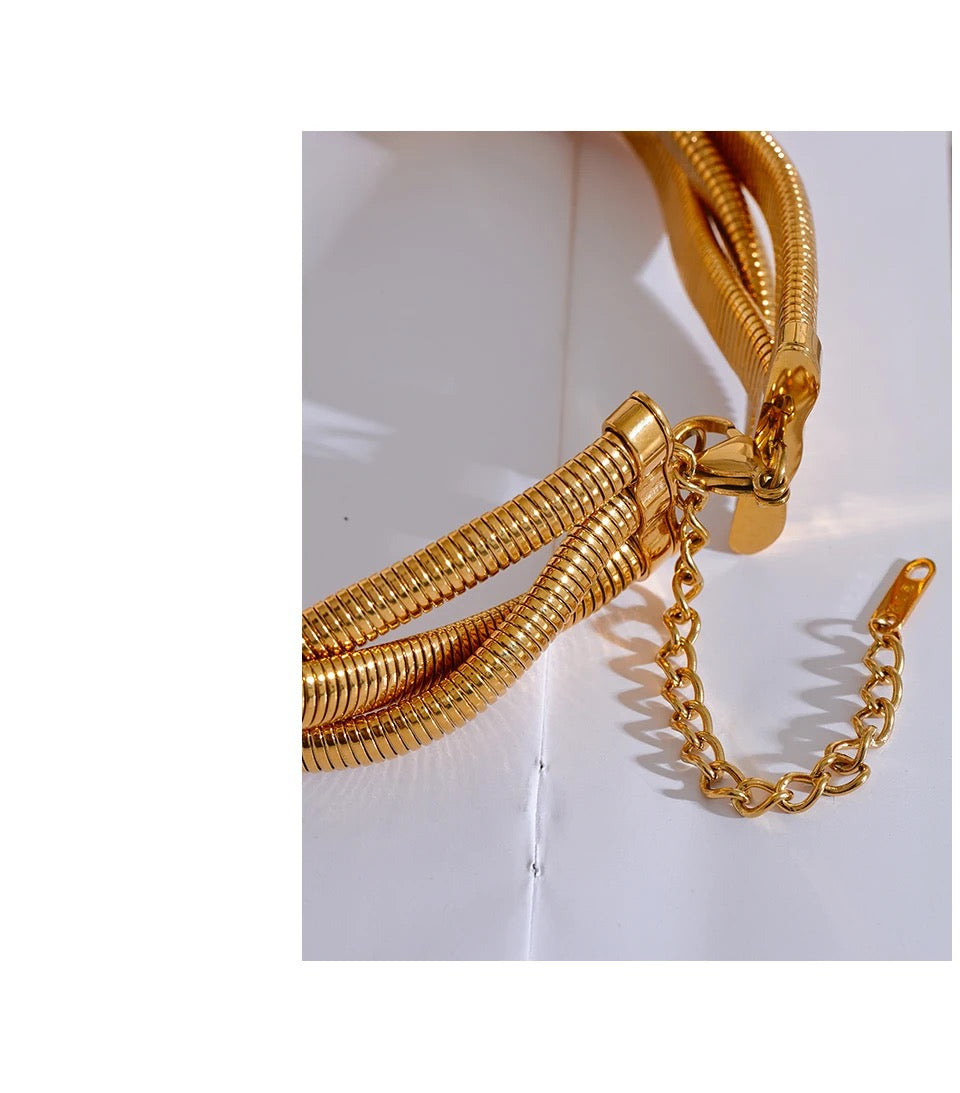 Twisted Plait Gold Choker - 18K Gold Coated