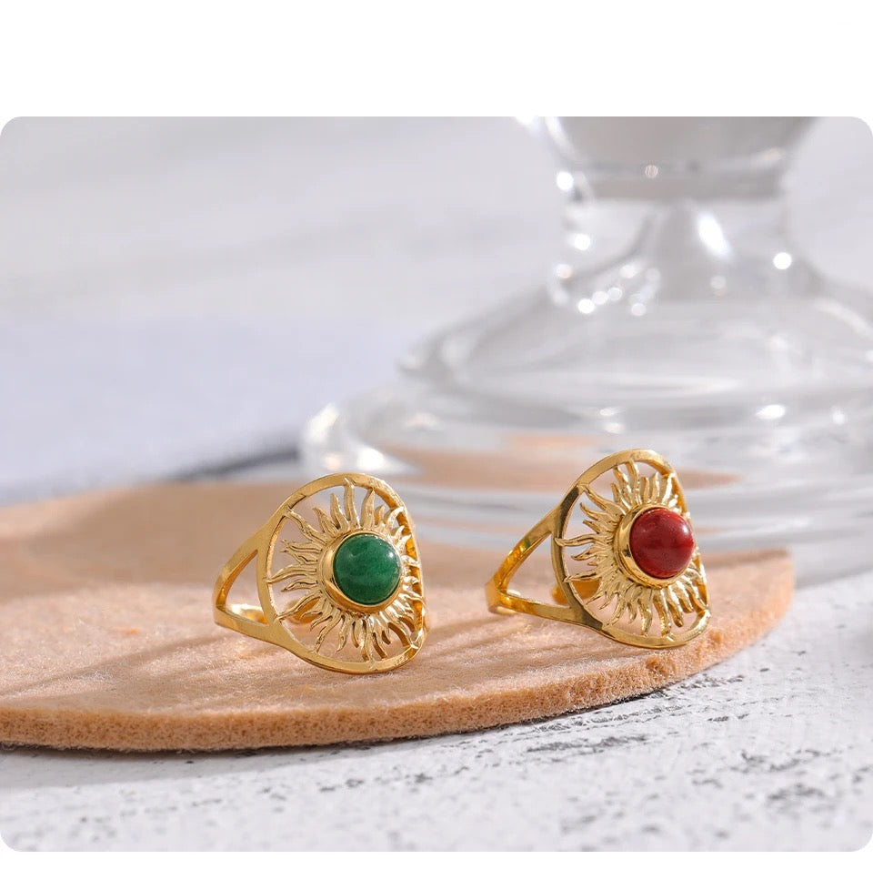 Ilios Red Ring - 18K Gold Coated