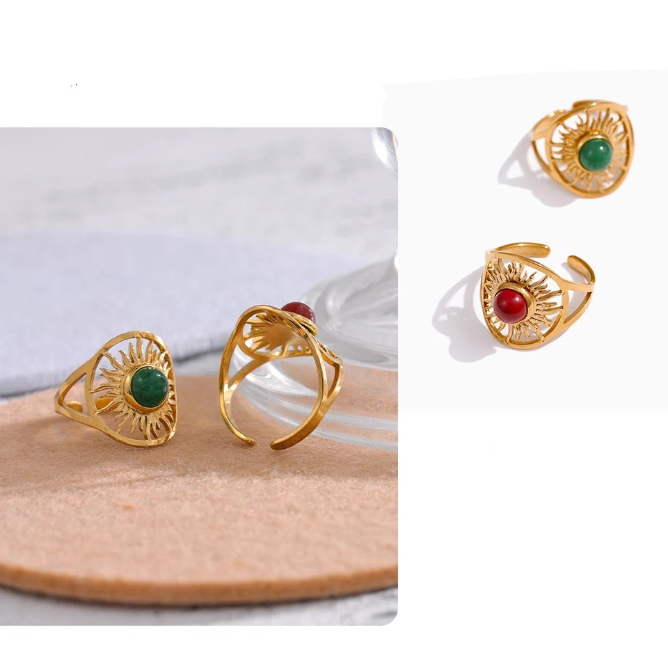Ilios Red Ring - 18K Gold Coated