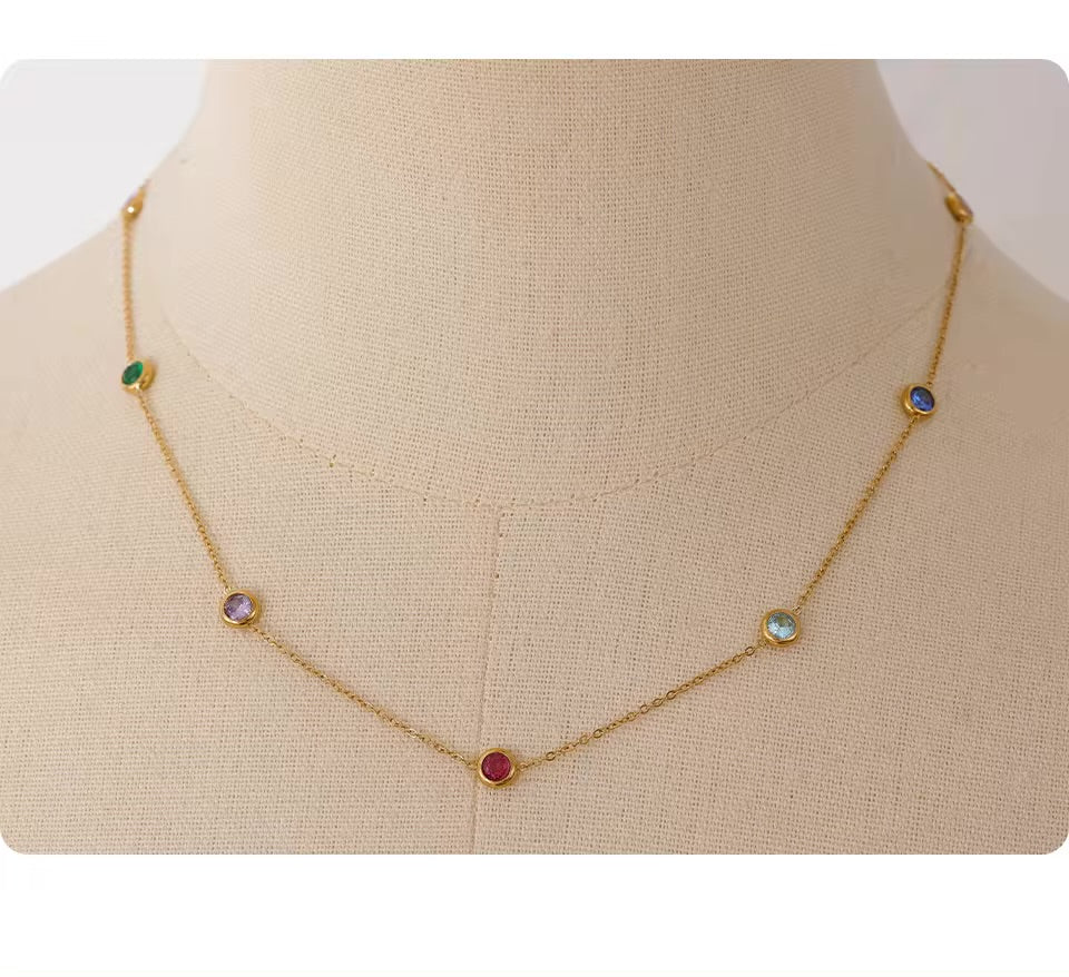 Astra Color Necklace - 18K Gold Coated