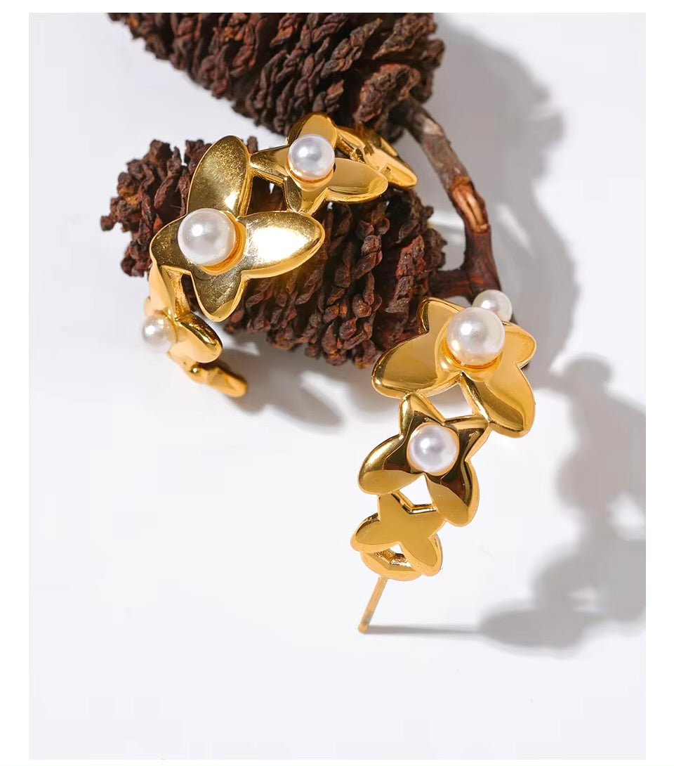 Butterfly Pearl Huggie