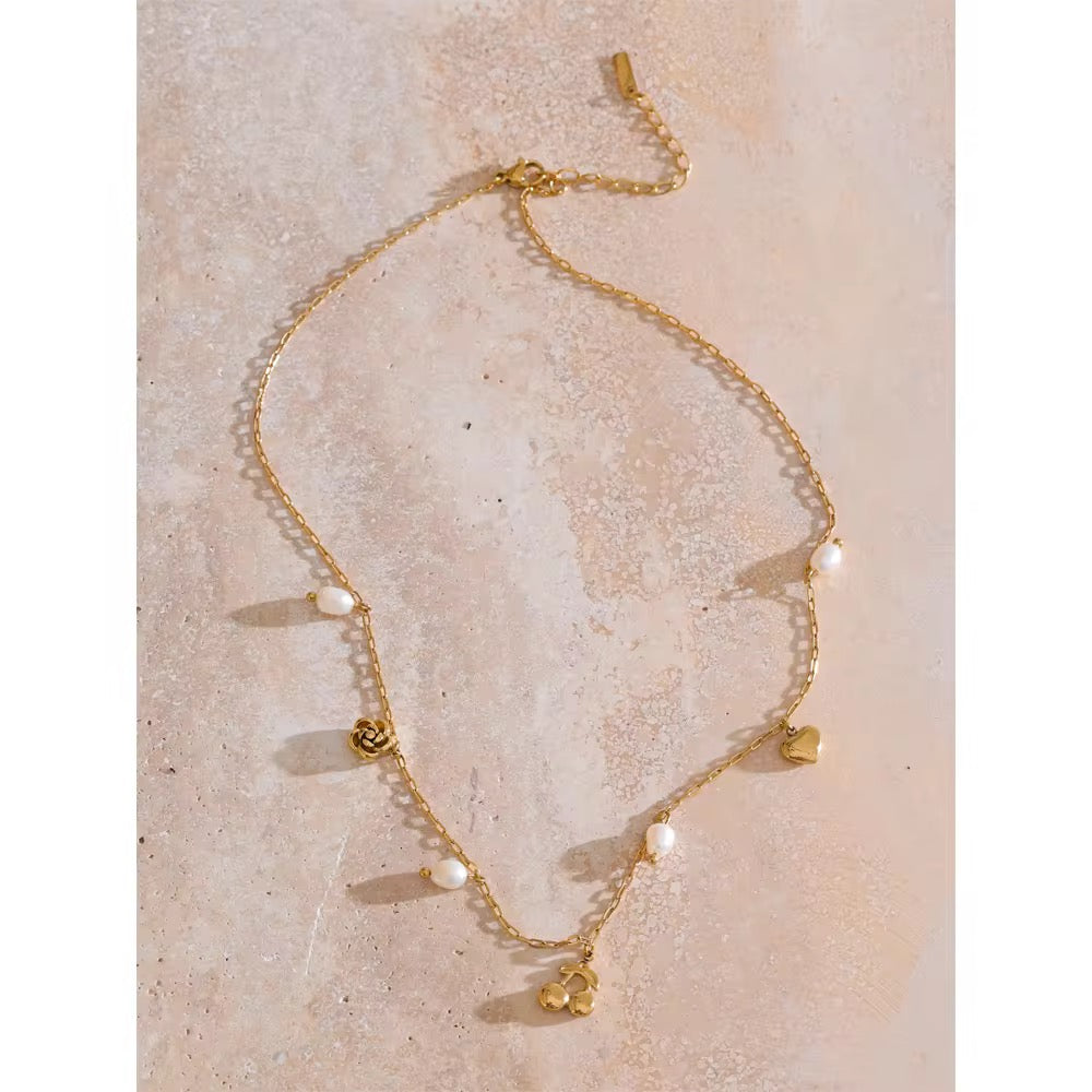 Golden Charm Cascade Necklace