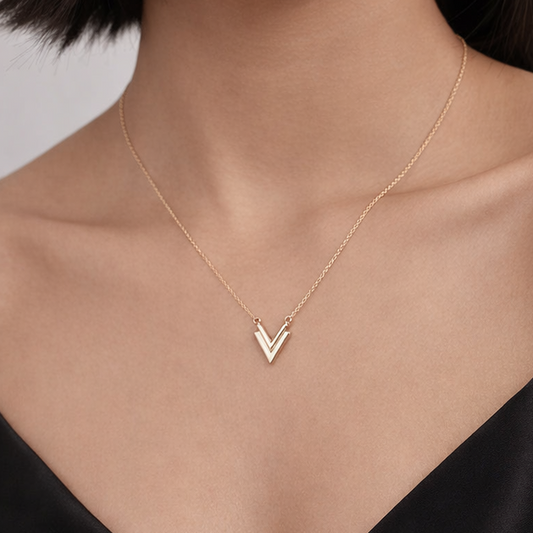 The V Chain - Gold Coated 930 Silver