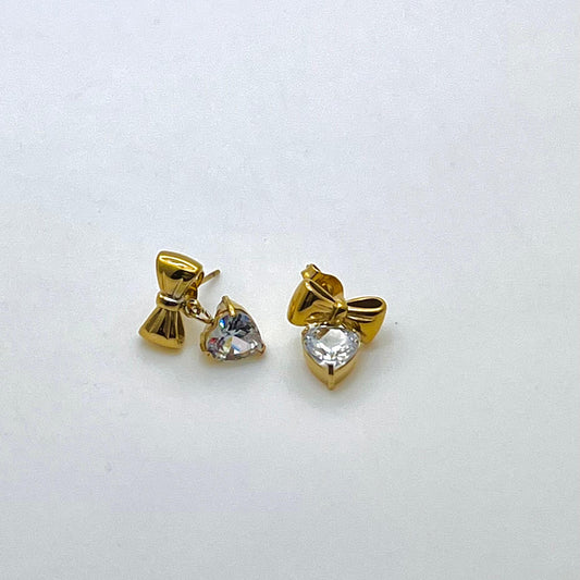 Heart Shape Bow Knot stud earring