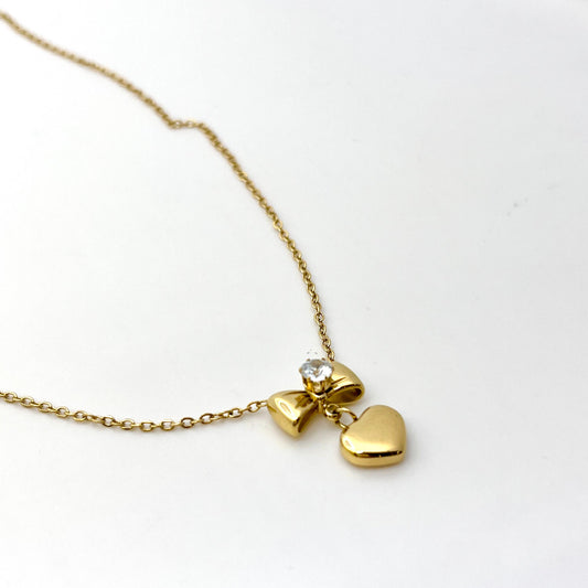 Bow and heart necklace