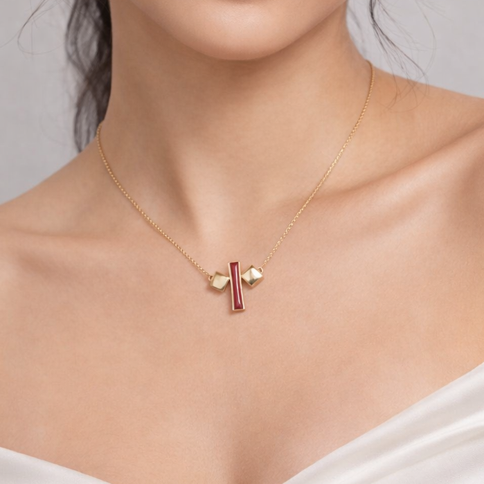Mid-Red Pendant Gold Coated