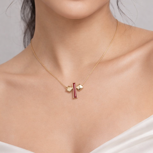 Mid-Red Pendant Gold Coated
