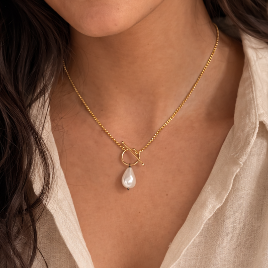 Wrap Pearl Chain - Gold Coated Necklace
