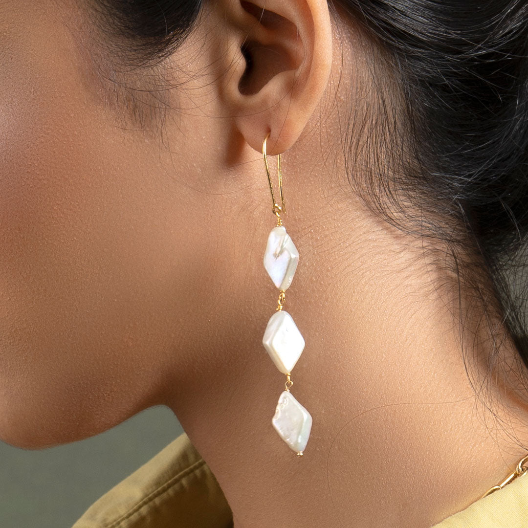Diamond Tumble Drops - Gold Coated Earrings