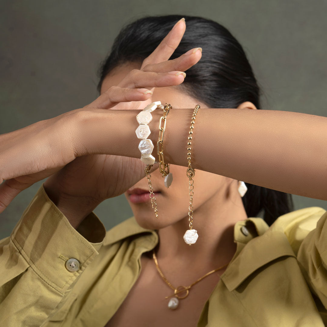 The Pearl Drip - Gold Coated Bracelet