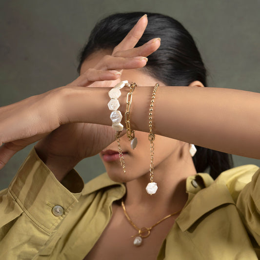 The Pearl Drip - Gold Coated Bracelet