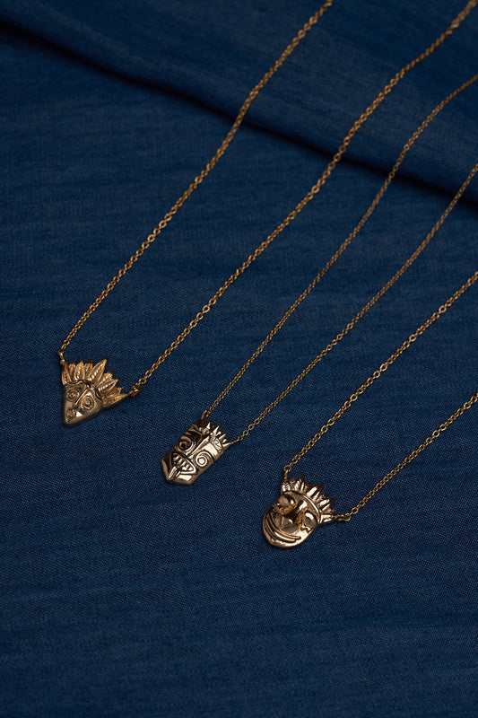 Citlalee Mask Pendant - Gold Coated 930 Silver