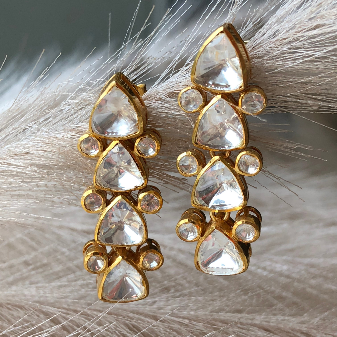 Celestial Polki Drops - Gold Plated 925 Silver