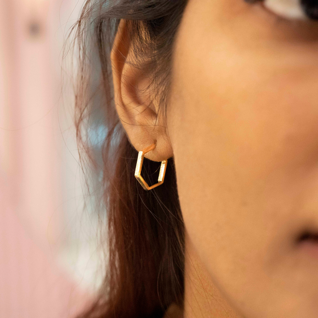 Hexy Hoops - Gold Coated