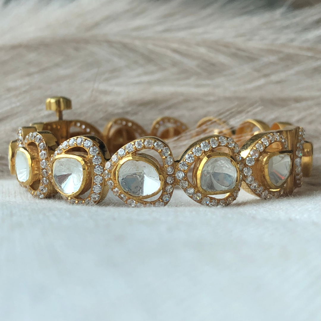 Block Bangle - Gold Plated 925 Silver
