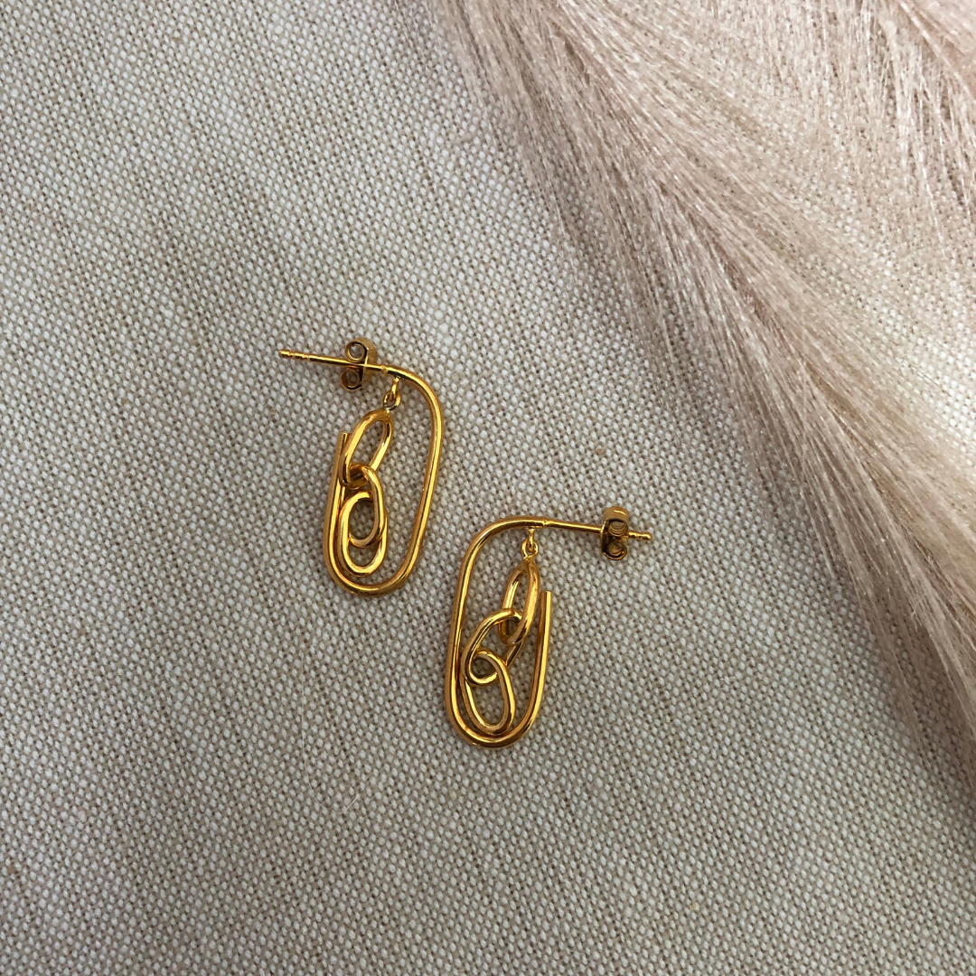 Chain Block Drops -  24K Gold Coated