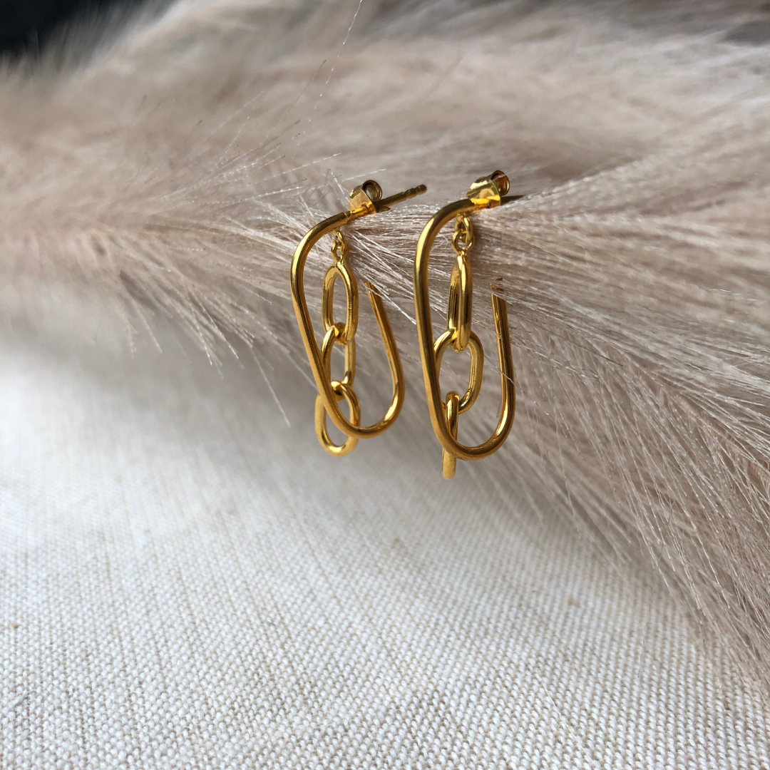 Chain Block Drops -  24K Gold Coated