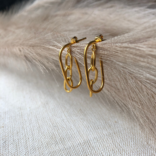 Chain Block Drops -  24K Gold Coated