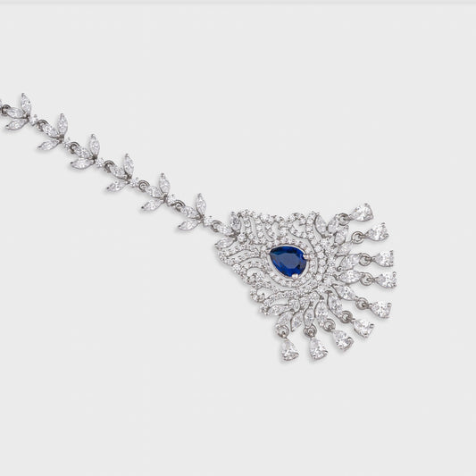 Blue Swarovski Maang  Tika - 930 Recycled Silver