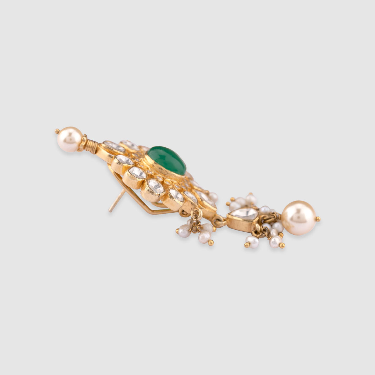 Emerald Flower Polki  - Gold Plated 925 Silver
