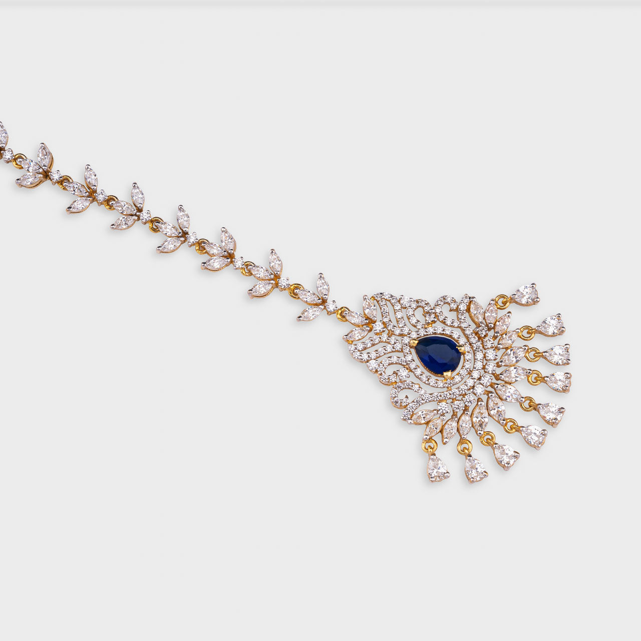 Blue Swarovski Maang  Tika - 930 Recycled Silver
