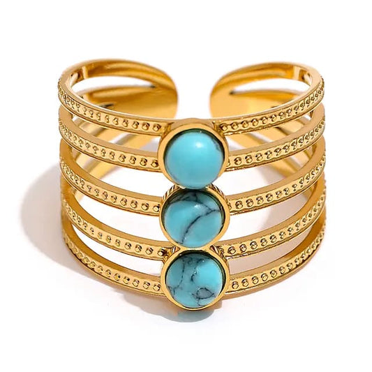 Turquoise Temptation Ring - 18K Gold Coated