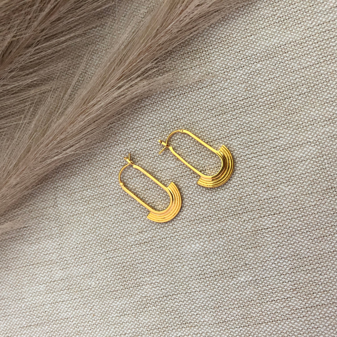 Moon Swing Hoops -  24K Gold Coated