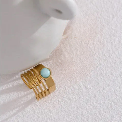 Crown Bead Ring - 18K Gold Coated