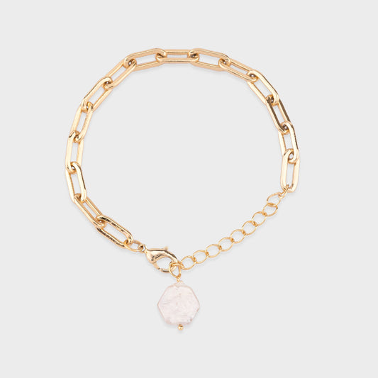 Coin Pearl Drop - Gold Coated Bracelet