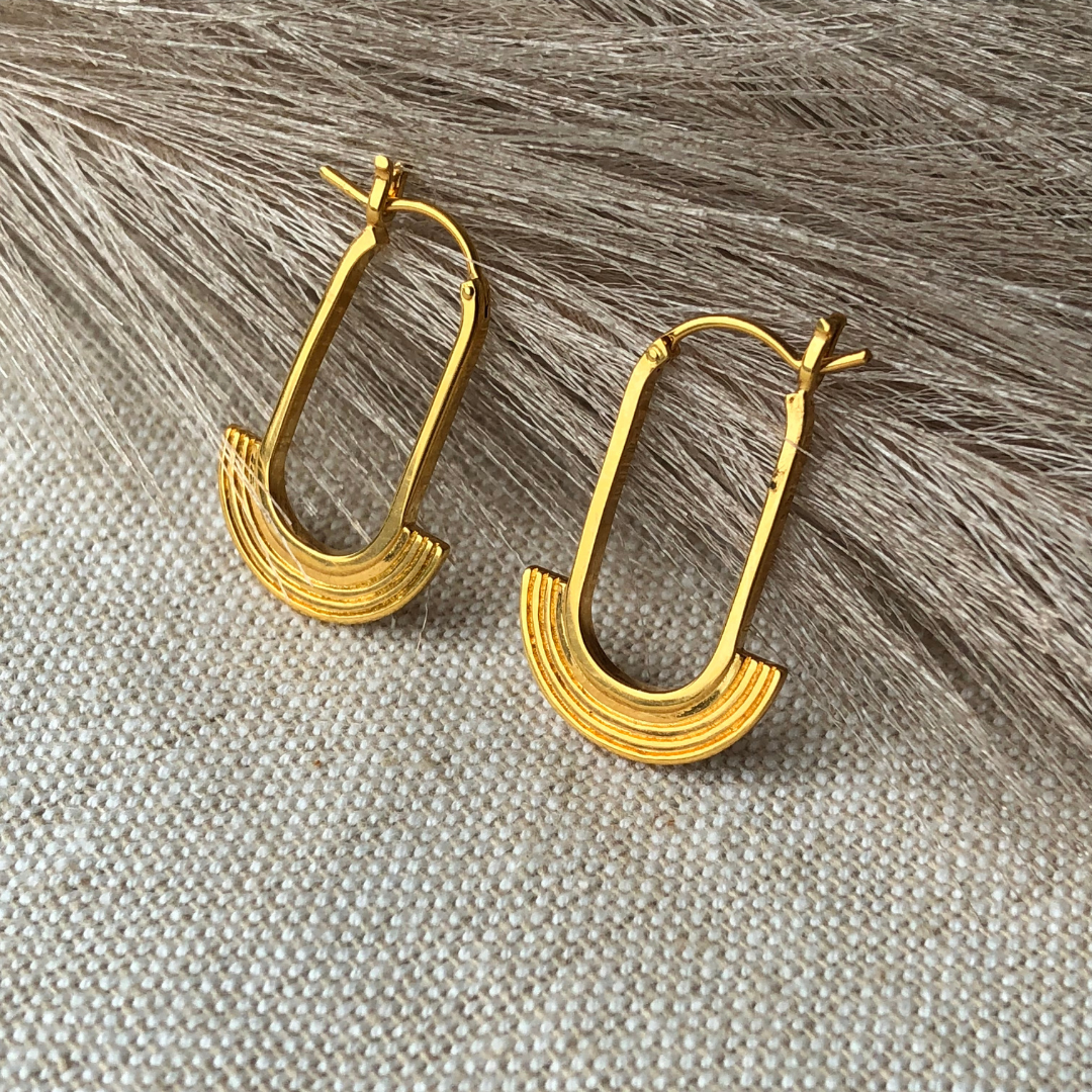Moon Swing Hoops -  24K Gold Coated