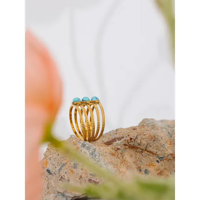 Turquoise Temptation Ring - 18K Gold Coated