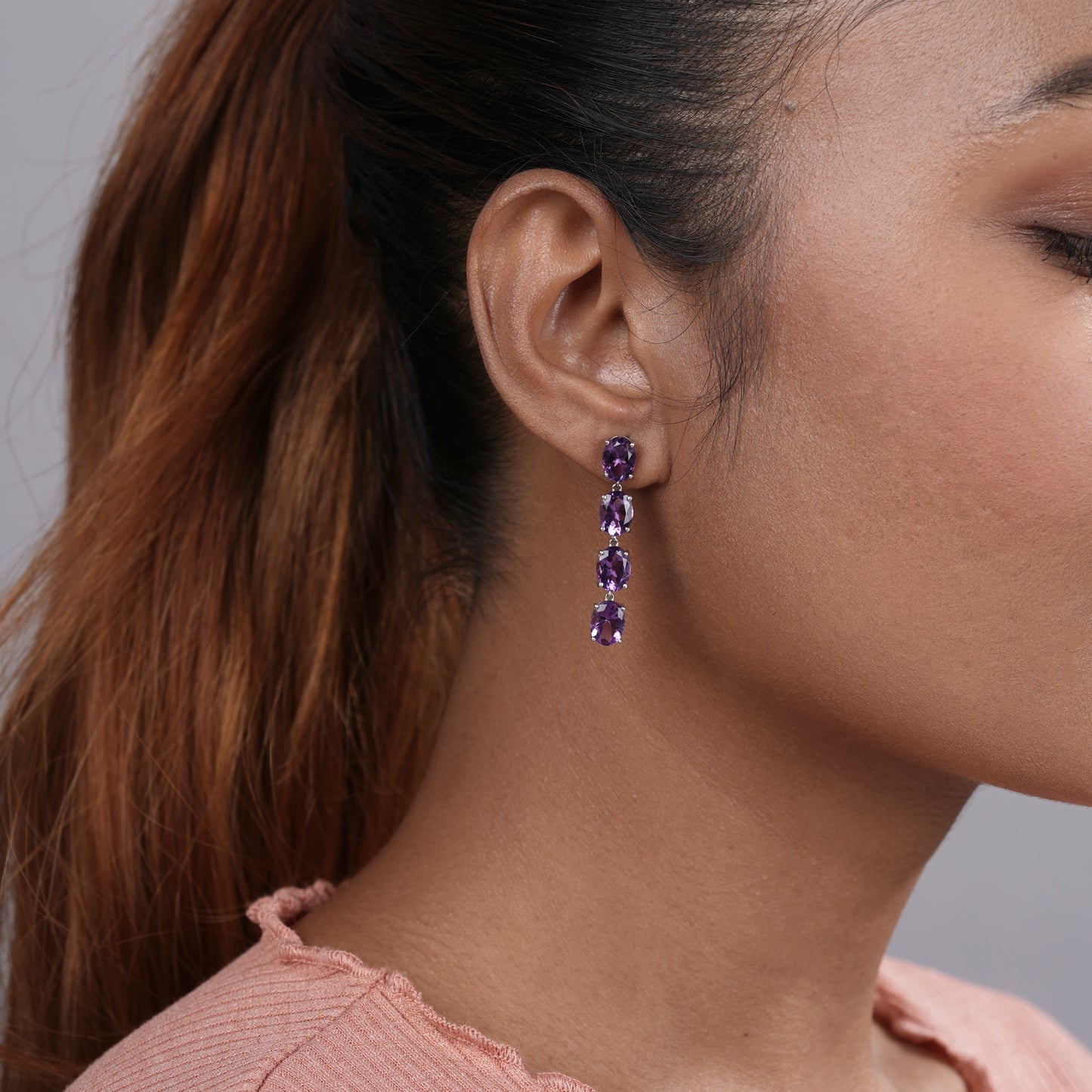 Amethyst Danglers - 925 Silver Jewellery