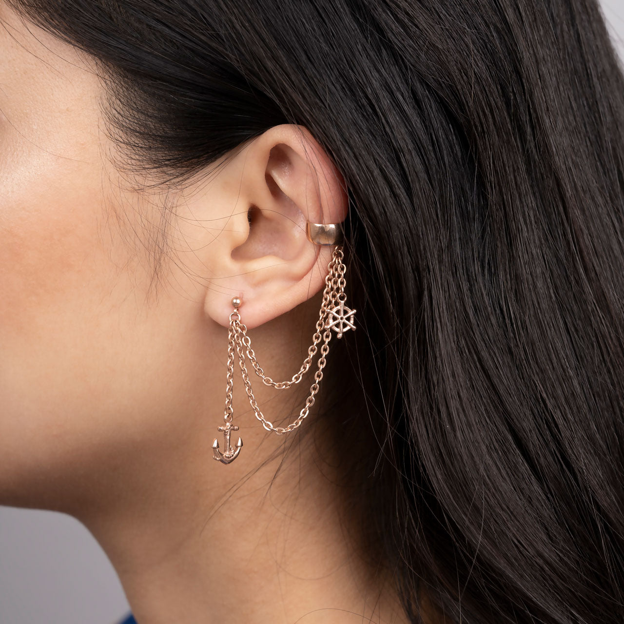 Anchor Wheel Earring Cuff