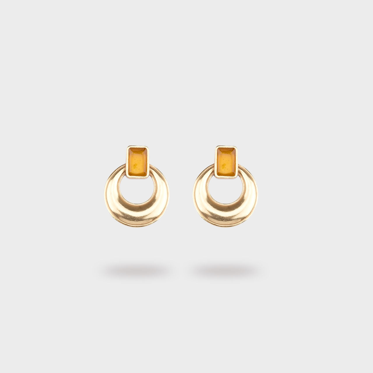 Crescent Citrine - Gold Coated Earrings