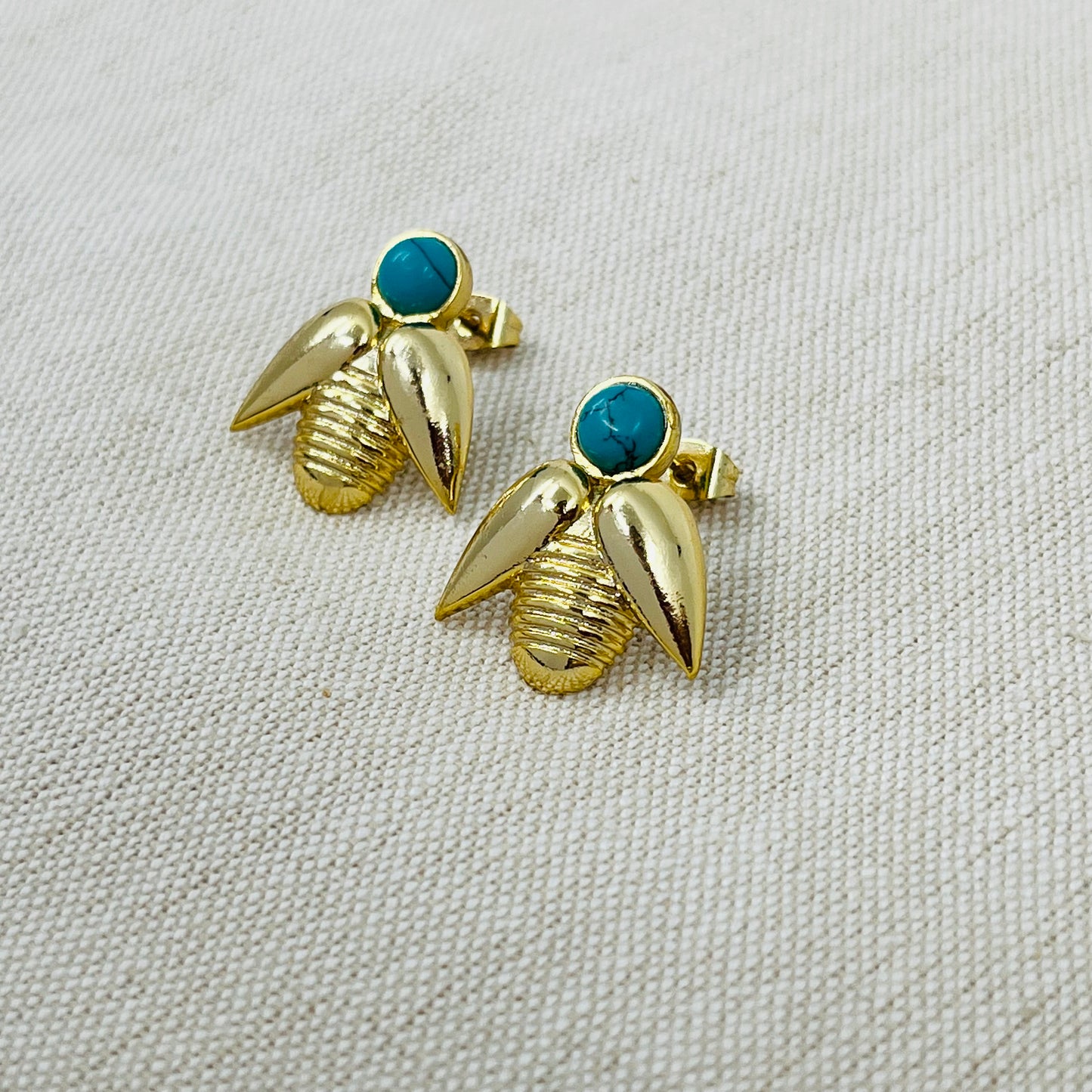 Scarabaeous Studs - Gold Coated Earrings