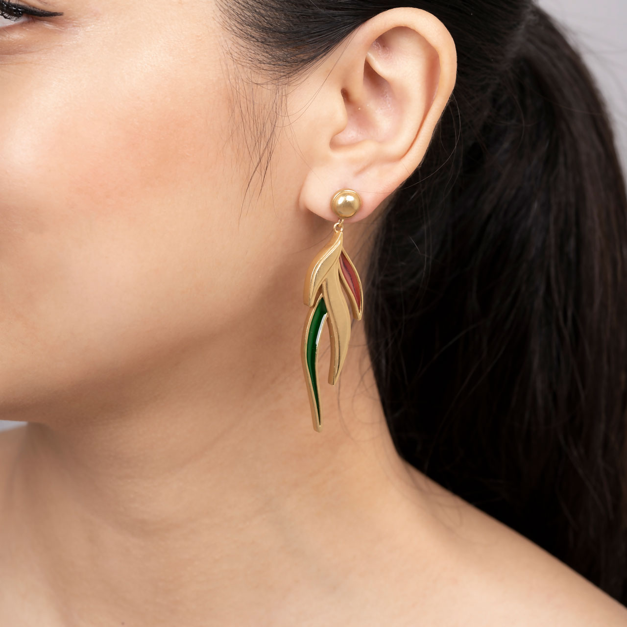 Dancing Feather Earrings - Gold Coated