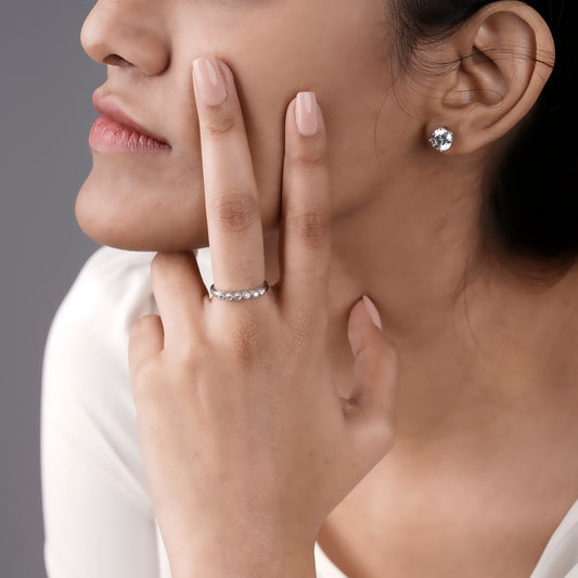 Droplets Swarovski Ring  - 930 Recycled Silver