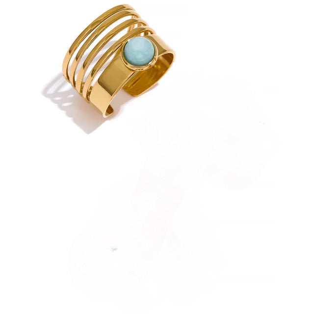 Crown Bead Ring - 18K Gold Coated