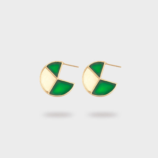 Green Slice Hoop - Gold Coated