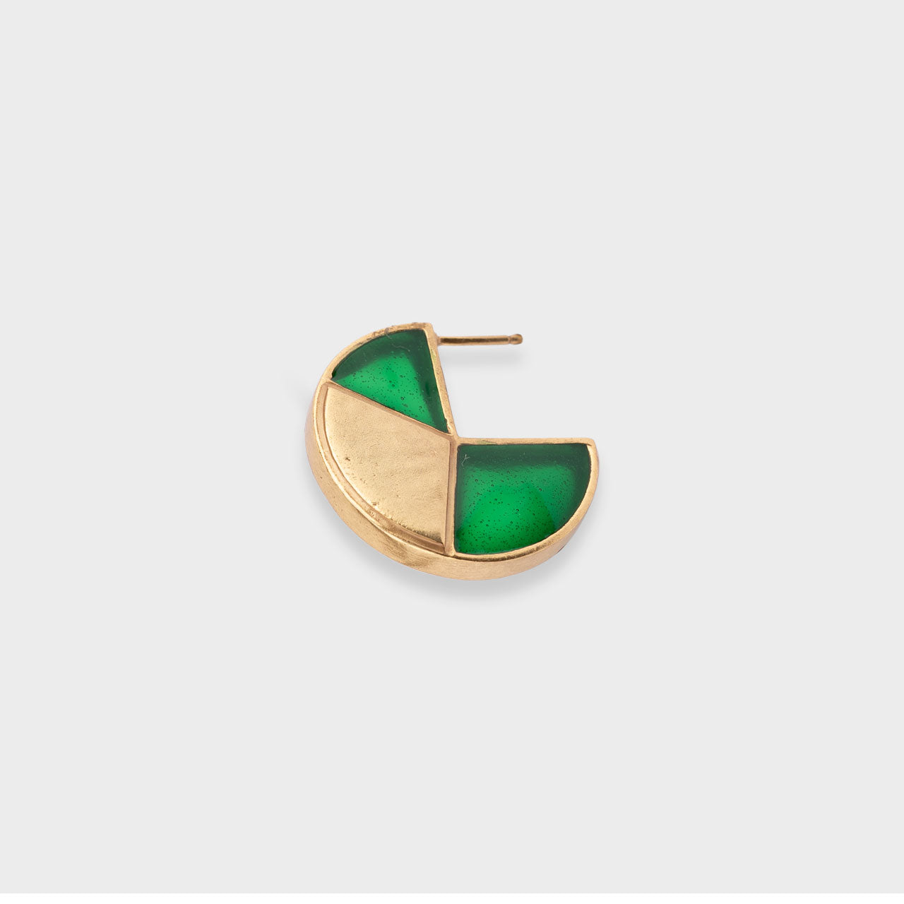 Green Slice Hoop - Gold Coated