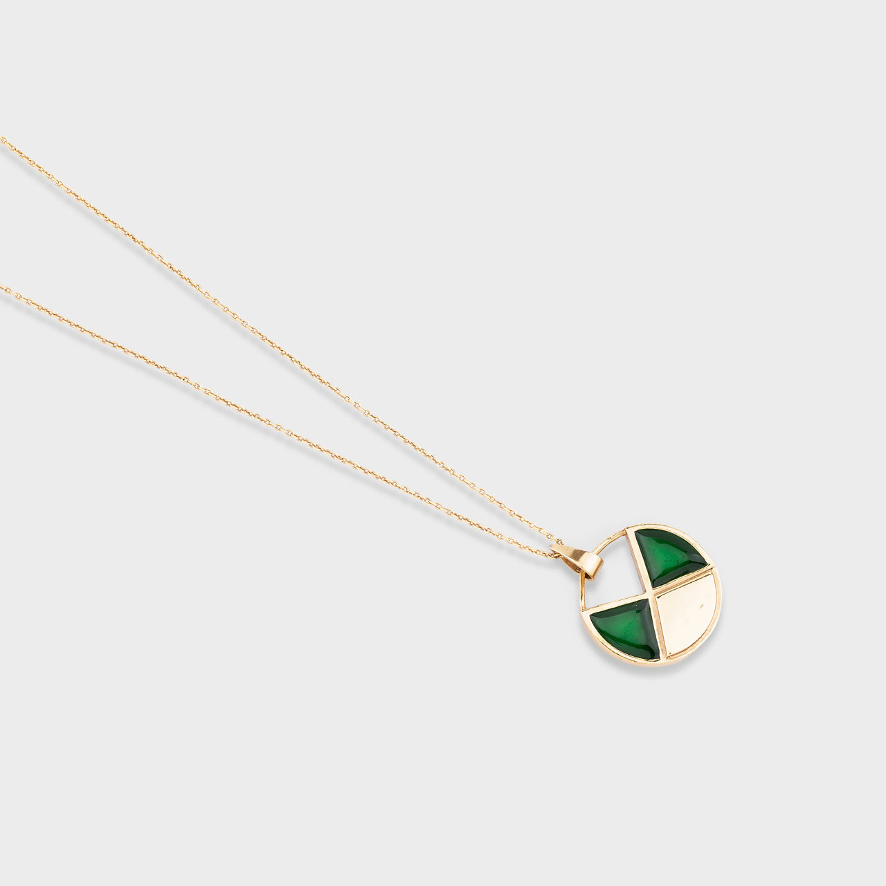 Green Twin Pendant -Gold Coated