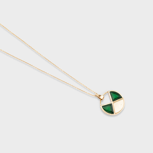 Green Twin Pendant -Gold Coated