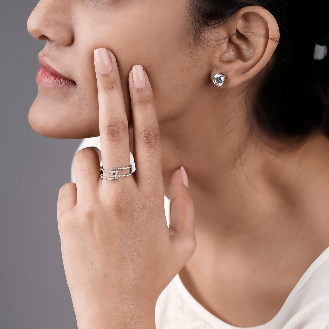 Intertwined Swarovski Ring - 930 Recycled Silver