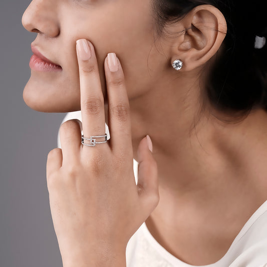 Intertwined Swarovski Ring - 930 Recycled Silver