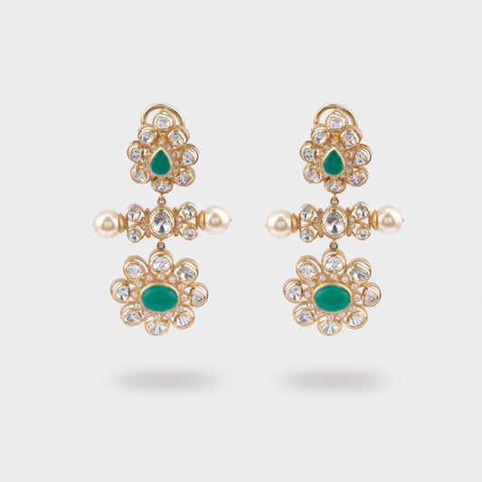 Interwined Emerald Polki - Gold Plated 925 Silver