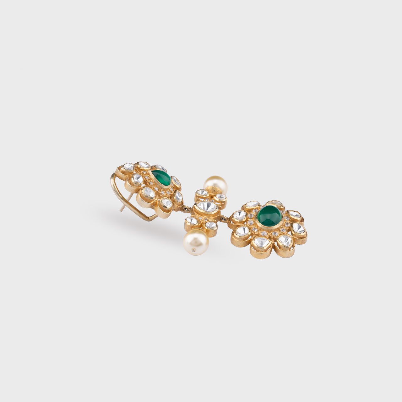 Interwined Emerald Polki - Gold Plated 925 Silver
