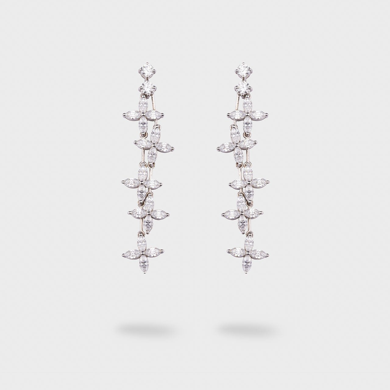 Floral Swarovski Danglers - 930 Recycled Silver