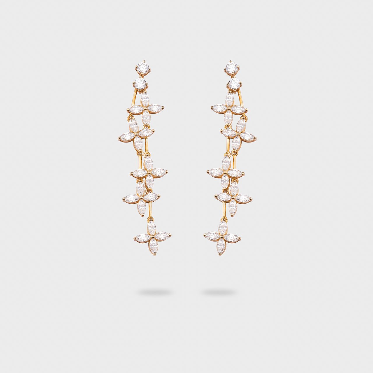 Floral Swarovski Danglers - 930 Recycled Silver