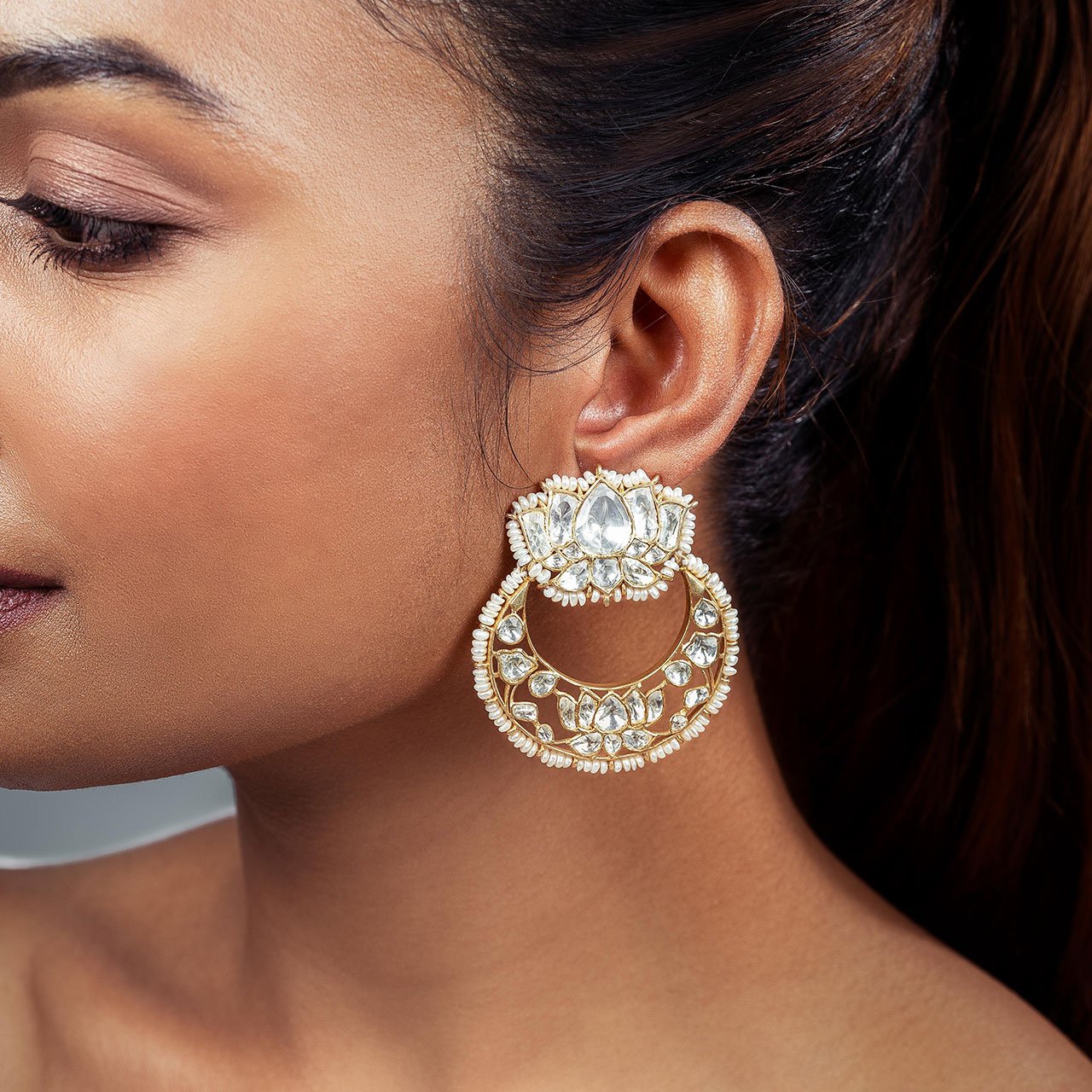Lotus Chandbali - Gold Plated 925 Silver